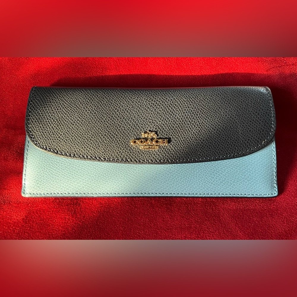 Coach Wallet - Cross Grain Leather in Blue